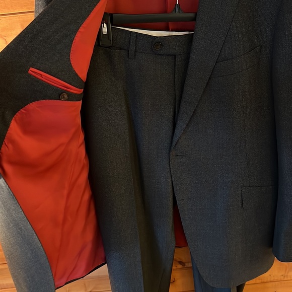 $899 SuitSupply FULL SUIT Sienna dark charcoal birds-eye Super 130s VBC wool 44R - Picture 14 of 16
